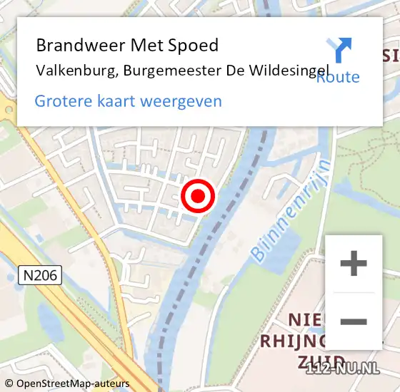 Locatie op kaart van de 112 melding: Brandweer Met Spoed Naar Valkenburg, Burgemeester De Wildesingel op 9 mei 2023 16:00