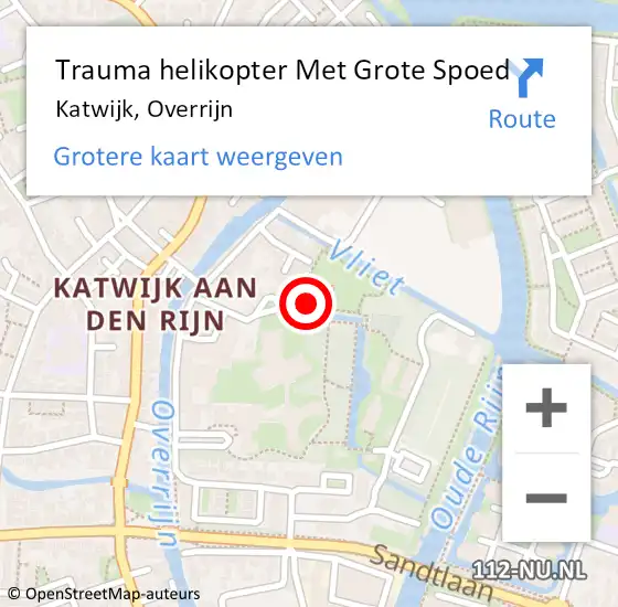 Locatie op kaart van de 112 melding: Trauma helikopter Met Grote Spoed Naar Katwijk, Overrijn op 9 mei 2023 16:06