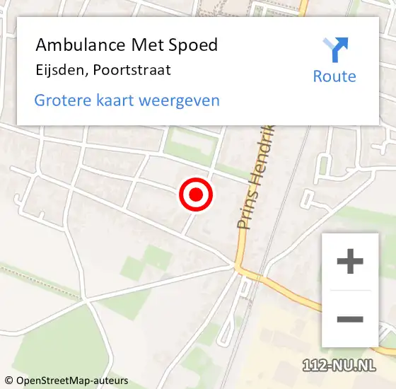 Locatie op kaart van de 112 melding: Ambulance Met Spoed Naar Eijsden, Poortstraat op 25 augustus 2014 00:47