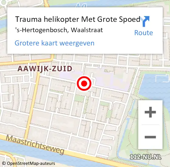 Locatie op kaart van de 112 melding: Trauma helikopter Met Grote Spoed Naar 's-Hertogenbosch, Waalstraat op 9 mei 2023 16:13