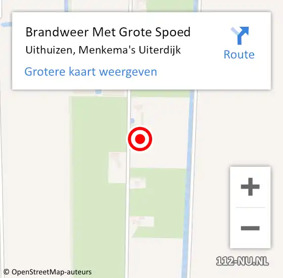 Locatie op kaart van de 112 melding: Brandweer Met Grote Spoed Naar Uithuizen, Menkema's Uiterdijk op 9 mei 2023 16:23