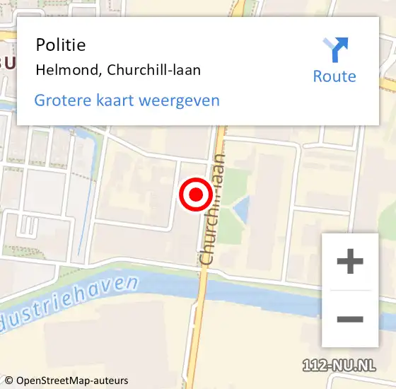 Locatie op kaart van de 112 melding: Politie Helmond, Churchill-laan op 9 mei 2023 16:31