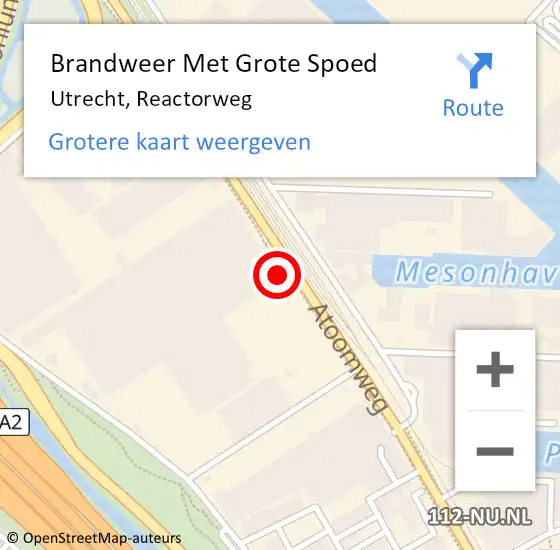 Locatie op kaart van de 112 melding: Brandweer Met Grote Spoed Naar Utrecht, Reactorweg op 9 mei 2023 16:40