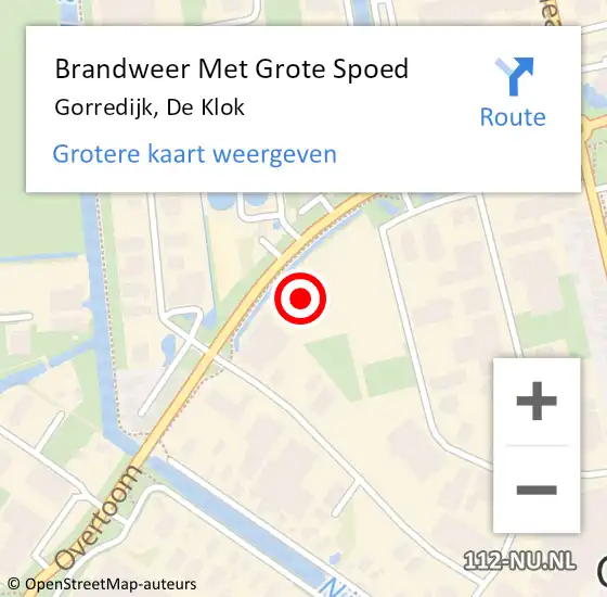 Locatie op kaart van de 112 melding: Brandweer Met Grote Spoed Naar Gorredijk, De Klok op 9 mei 2023 16:40