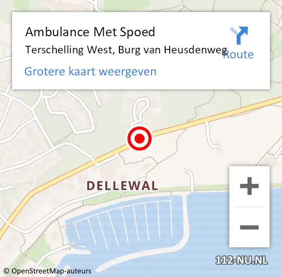 Locatie op kaart van de 112 melding: Ambulance Met Spoed Naar Terschelling West, Burg van Heusdenweg op 25 augustus 2014 01:01