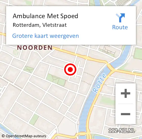 Locatie op kaart van de 112 melding: Ambulance Met Spoed Naar Rotterdam, Vletstraat op 9 mei 2023 17:20