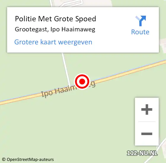 Locatie op kaart van de 112 melding: Politie Met Grote Spoed Naar Grootegast, Ipo Haaimaweg op 9 mei 2023 17:26