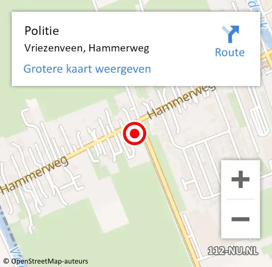 Locatie op kaart van de 112 melding: Politie Vriezenveen, Hammerweg op 9 mei 2023 17:38