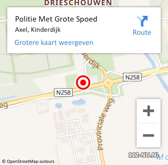 Locatie op kaart van de 112 melding: Politie Met Grote Spoed Naar Axel, Kinderdijk op 9 mei 2023 17:41