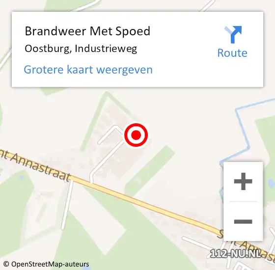 Locatie op kaart van de 112 melding: Brandweer Met Spoed Naar Oostburg, Industrieweg op 9 mei 2023 18:04