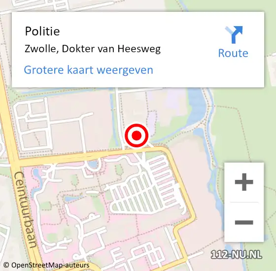 Locatie op kaart van de 112 melding: Politie Zwolle, Dokter van Heesweg op 9 mei 2023 18:14