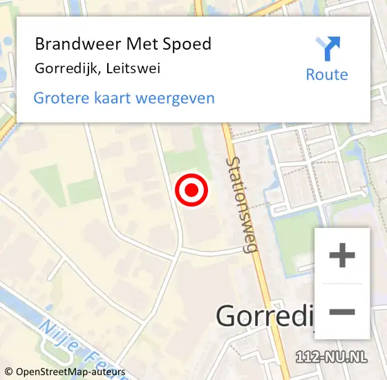 Locatie op kaart van de 112 melding: Brandweer Met Spoed Naar Gorredijk, Leitswei op 9 mei 2023 18:14