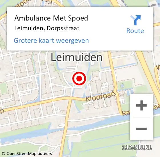 Locatie op kaart van de 112 melding: Ambulance Met Spoed Naar Leimuiden, Dorpsstraat op 9 mei 2023 19:23