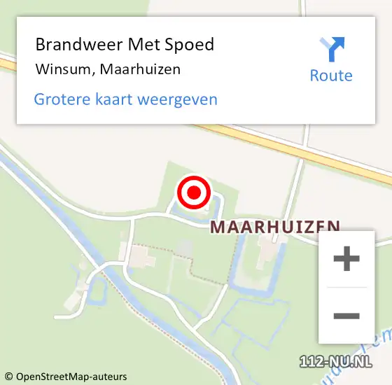 Locatie op kaart van de 112 melding: Brandweer Met Spoed Naar Winsum, Maarhuizen op 9 mei 2023 19:28