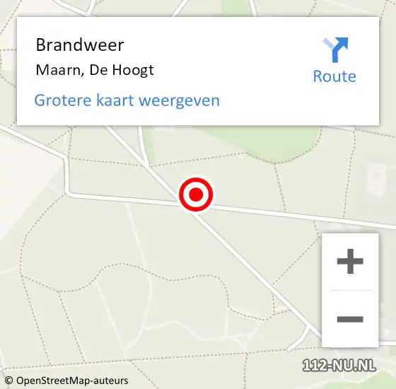 Locatie op kaart van de 112 melding: Brandweer Maarn, De Hoogt op 9 mei 2023 19:30