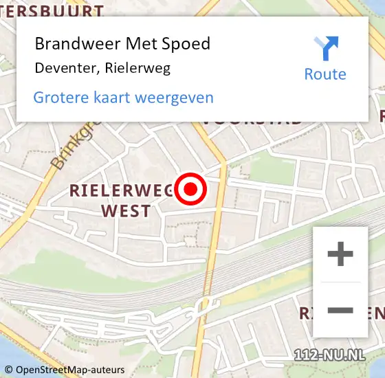 Locatie op kaart van de 112 melding: Brandweer Met Spoed Naar Deventer, Rielerweg op 9 mei 2023 19:42