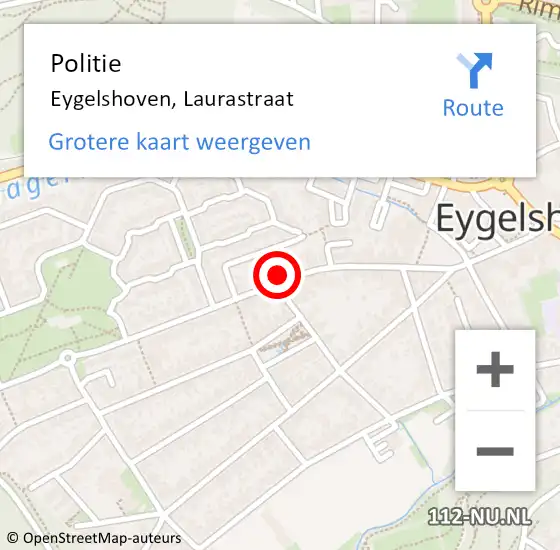 Locatie op kaart van de 112 melding: Politie Eygelshoven, Laurastraat op 9 mei 2023 19:43