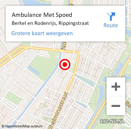 Locatie op kaart van de 112 melding: Ambulance Met Spoed Naar Berkel en Rodenrijs, Rippingstraat op 9 mei 2023 19:47