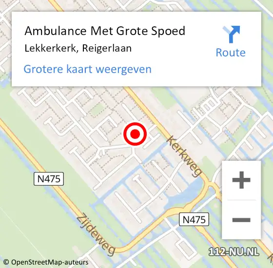 Locatie op kaart van de 112 melding: Ambulance Met Grote Spoed Naar Lekkerkerk, Reigerlaan op 9 mei 2023 19:53
