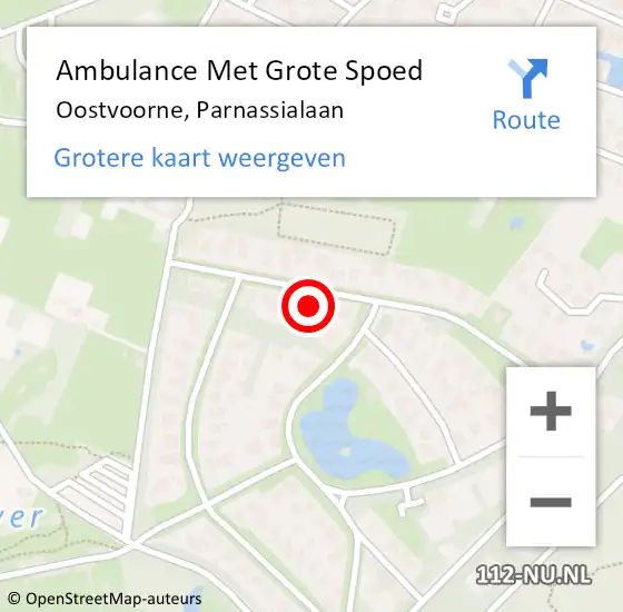 Locatie op kaart van de 112 melding: Ambulance Met Grote Spoed Naar Oostvoorne, Parnassialaan op 9 mei 2023 20:02