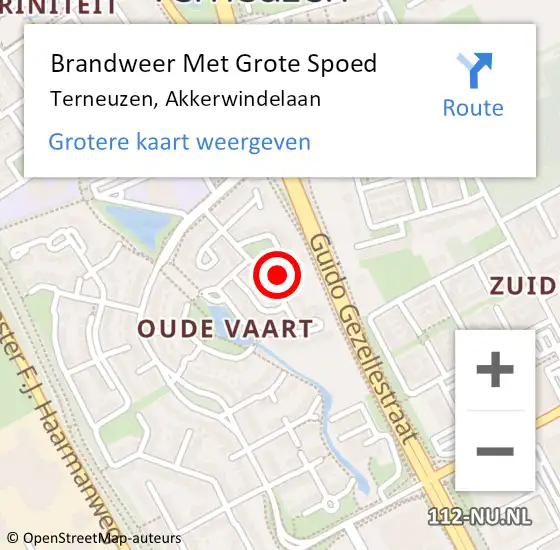 Locatie op kaart van de 112 melding: Brandweer Met Grote Spoed Naar Terneuzen, Akkerwindelaan op 9 mei 2023 20:11