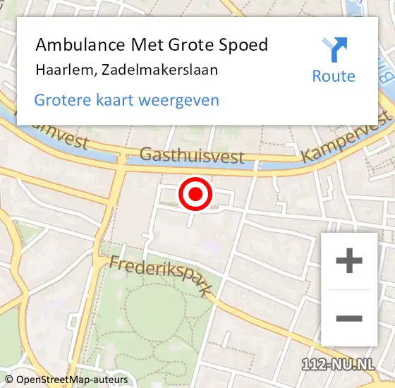 Locatie op kaart van de 112 melding: Ambulance Met Grote Spoed Naar Haarlem, Zadelmakerslaan op 9 mei 2023 20:44