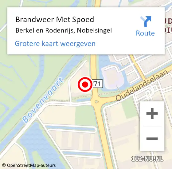 Locatie op kaart van de 112 melding: Brandweer Met Spoed Naar Berkel en Rodenrijs, Nobelsingel op 9 mei 2023 20:54