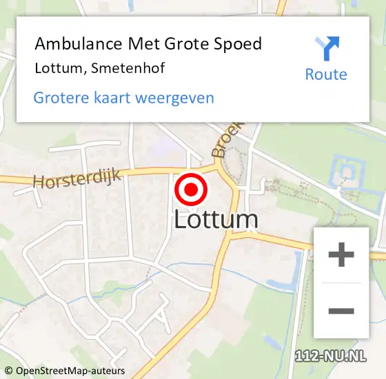 Locatie op kaart van de 112 melding: Ambulance Met Grote Spoed Naar Lottum, Smetenhof op 25 augustus 2014 02:30