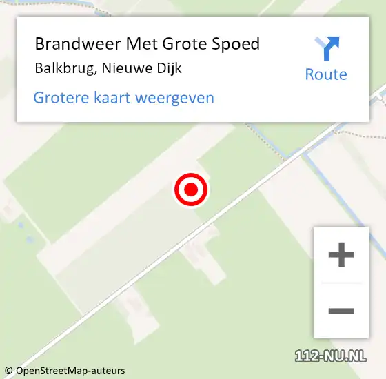 Locatie op kaart van de 112 melding: Brandweer Met Grote Spoed Naar Balkbrug, Nieuwe Dijk op 9 mei 2023 21:48