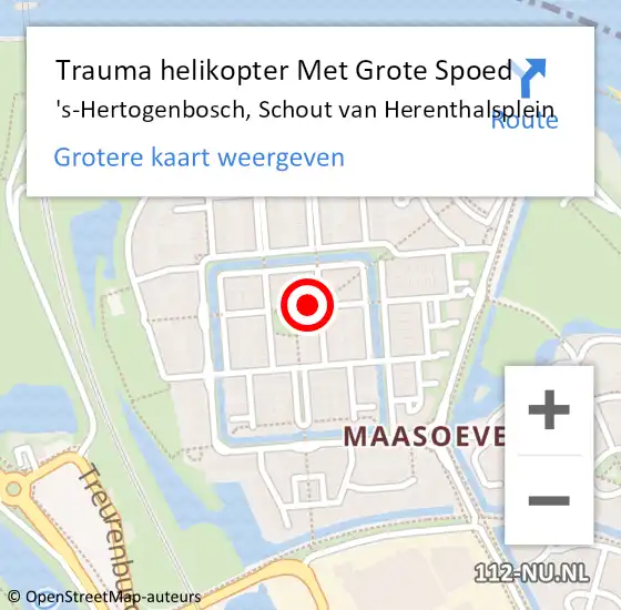 Locatie op kaart van de 112 melding: Trauma helikopter Met Grote Spoed Naar 's-Hertogenbosch, Schout van Herenthalsplein op 9 mei 2023 22:03