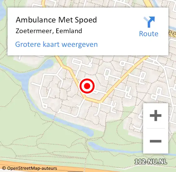 Locatie op kaart van de 112 melding: Ambulance Met Spoed Naar Zoetermeer, Eemland op 9 mei 2023 22:29