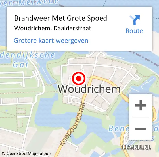 Locatie op kaart van de 112 melding: Brandweer Met Grote Spoed Naar Woudrichem, Daalderstraat op 9 mei 2023 22:42