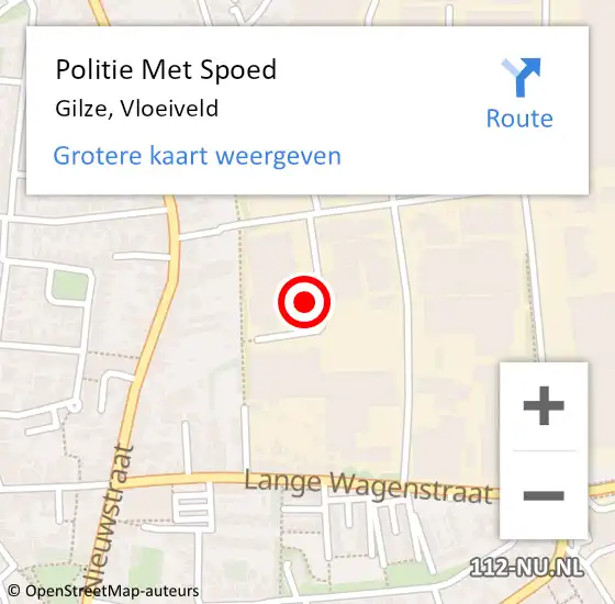 Locatie op kaart van de 112 melding: Politie Met Spoed Naar Gilze, Vloeiveld op 9 mei 2023 22:53