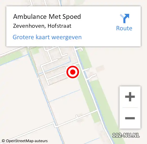 Locatie op kaart van de 112 melding: Ambulance Met Spoed Naar Zevenhoven, Hofstraat op 9 mei 2023 23:09