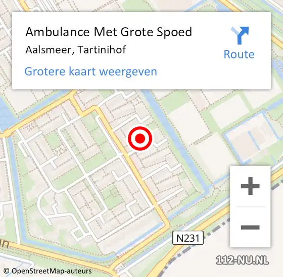 Locatie op kaart van de 112 melding: Ambulance Met Grote Spoed Naar Aalsmeer, Tartinihof op 9 mei 2023 23:18