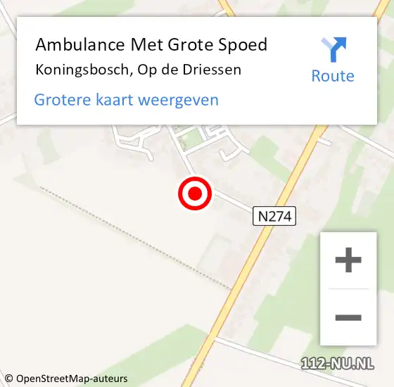 Locatie op kaart van de 112 melding: Ambulance Met Grote Spoed Naar Koningsbosch, Op de Driessen op 25 augustus 2014 03:03