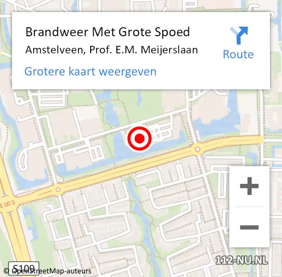 Locatie op kaart van de 112 melding: Brandweer Met Grote Spoed Naar Amstelveen, Prof. E.M. Meijerslaan op 10 mei 2023 00:56