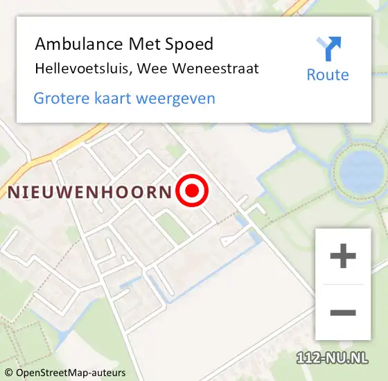 Locatie op kaart van de 112 melding: Ambulance Met Spoed Naar Hellevoetsluis, Wee Weneestraat op 10 mei 2023 01:43