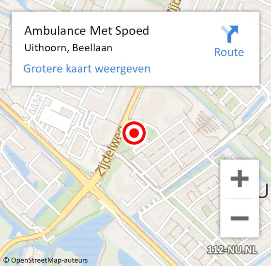 Locatie op kaart van de 112 melding: Ambulance Met Spoed Naar Uithoorn, Beellaan op 10 mei 2023 01:44