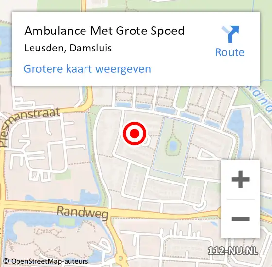 Locatie op kaart van de 112 melding: Ambulance Met Grote Spoed Naar Leusden, Damsluis op 25 augustus 2014 03:37