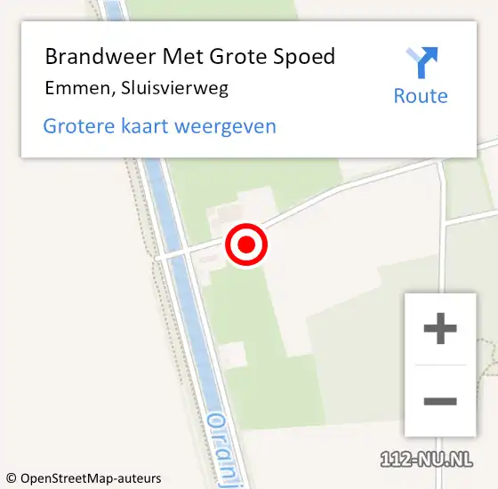 Locatie op kaart van de 112 melding: Brandweer Met Grote Spoed Naar Emmen, Sluisvierweg op 10 mei 2023 04:19