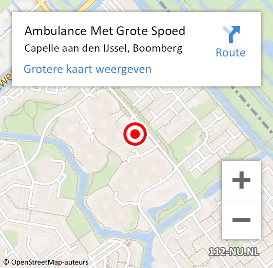 Locatie op kaart van de 112 melding: Ambulance Met Grote Spoed Naar Capelle aan den IJssel, Boomberg op 10 mei 2023 04:34