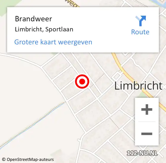 Locatie op kaart van de 112 melding: Brandweer Limbricht, Sportlaan op 25 augustus 2014 04:10