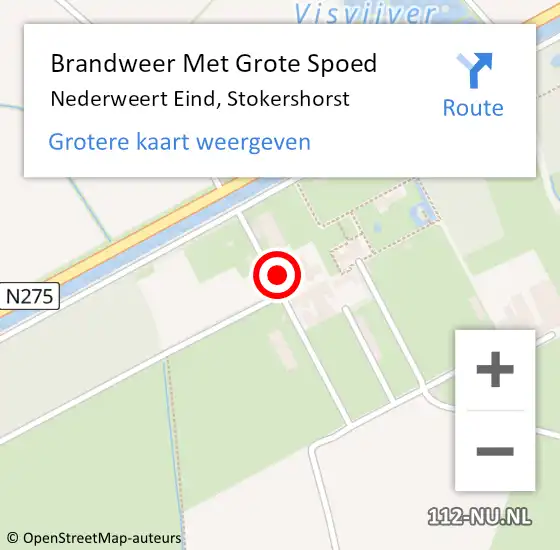 Locatie op kaart van de 112 melding: Brandweer Met Grote Spoed Naar Nederweert Eind, Stokershorst op 10 mei 2023 07:57