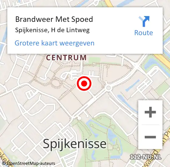 Locatie op kaart van de 112 melding: Brandweer Met Spoed Naar Spijkenisse, H de Lintweg op 10 mei 2023 08:05