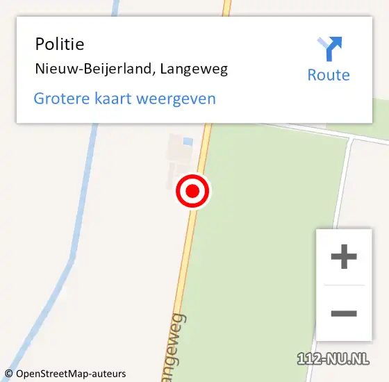 Locatie op kaart van de 112 melding: Politie Nieuw-Beijerland, Langeweg op 10 mei 2023 08:16