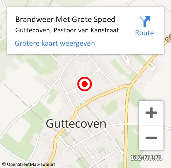 Locatie op kaart van de 112 melding: Brandweer Met Grote Spoed Naar Guttecoven, Pastoor van Kanstraat op 10 mei 2023 08:30