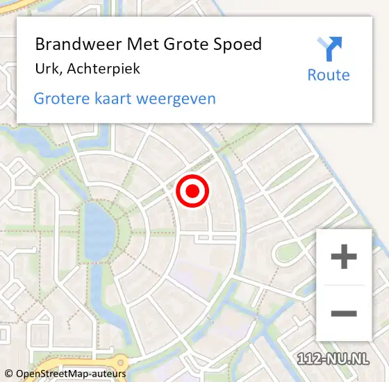 Locatie op kaart van de 112 melding: Brandweer Met Grote Spoed Naar Urk, Achterpiek op 10 mei 2023 08:34