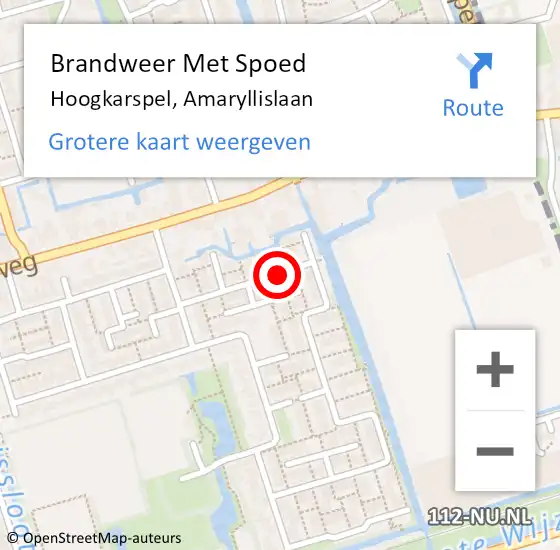 Locatie op kaart van de 112 melding: Brandweer Met Spoed Naar Hoogkarspel, Amaryllislaan op 10 mei 2023 08:34