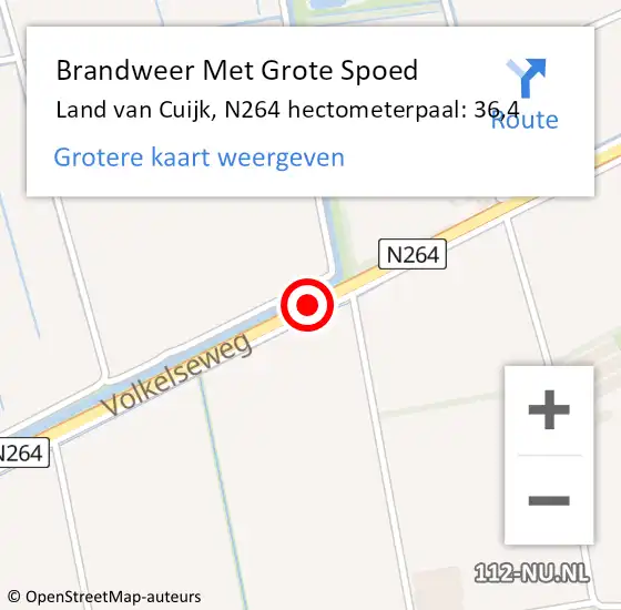 Locatie op kaart van de 112 melding: Brandweer Met Grote Spoed Naar Land van Cuijk, N264 hectometerpaal: 36,4 op 10 mei 2023 08:41